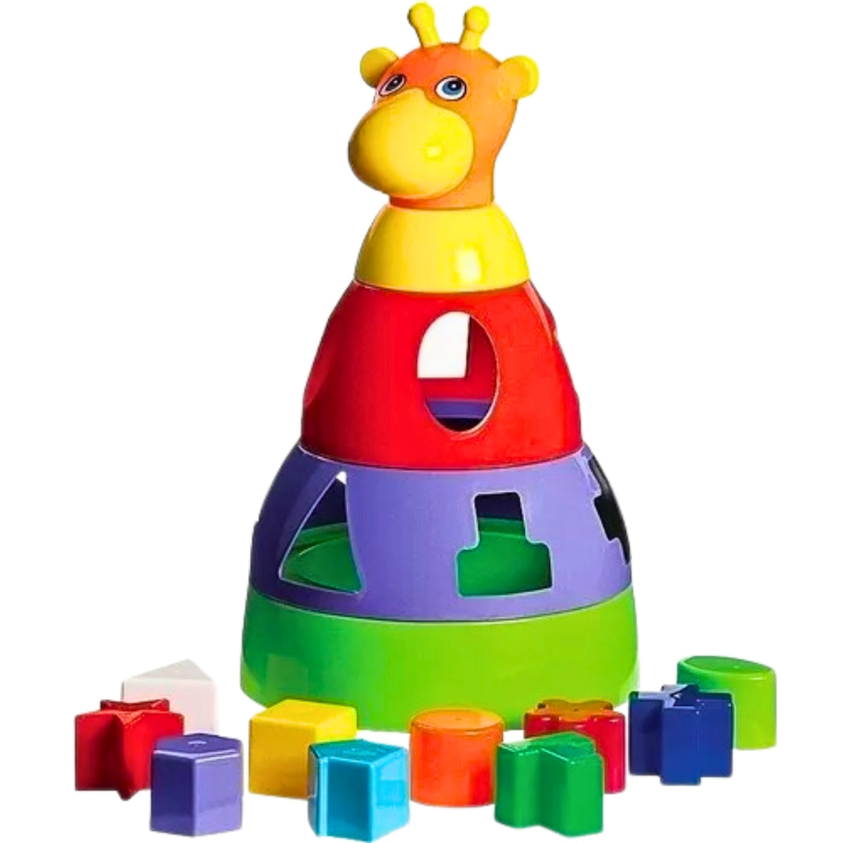 Girafa Didática Colorida Brinquedo de Encaixar Formas Geométricas Divertido Girafa Didática Colorida Brinquedo de Encaixar Formas Geométricas Divertido